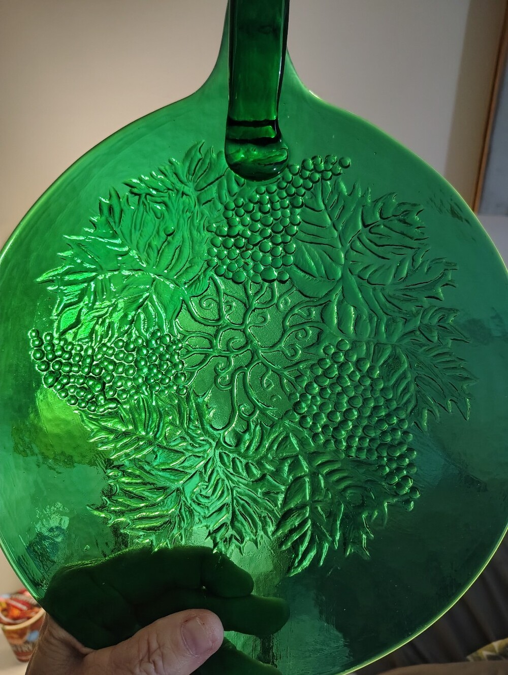Blenko Glass Company Green Embossed Glass Decorative Plate - Home Art